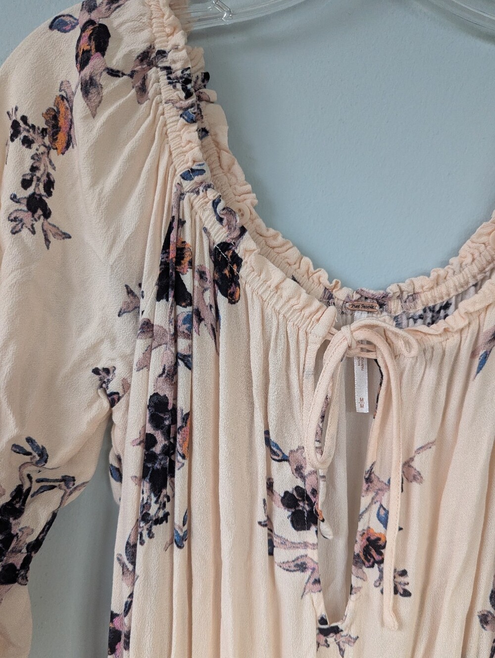 Free People M Blush Pink Floral Print Off Shoulder Boho Romper - Picture 6 of 12
